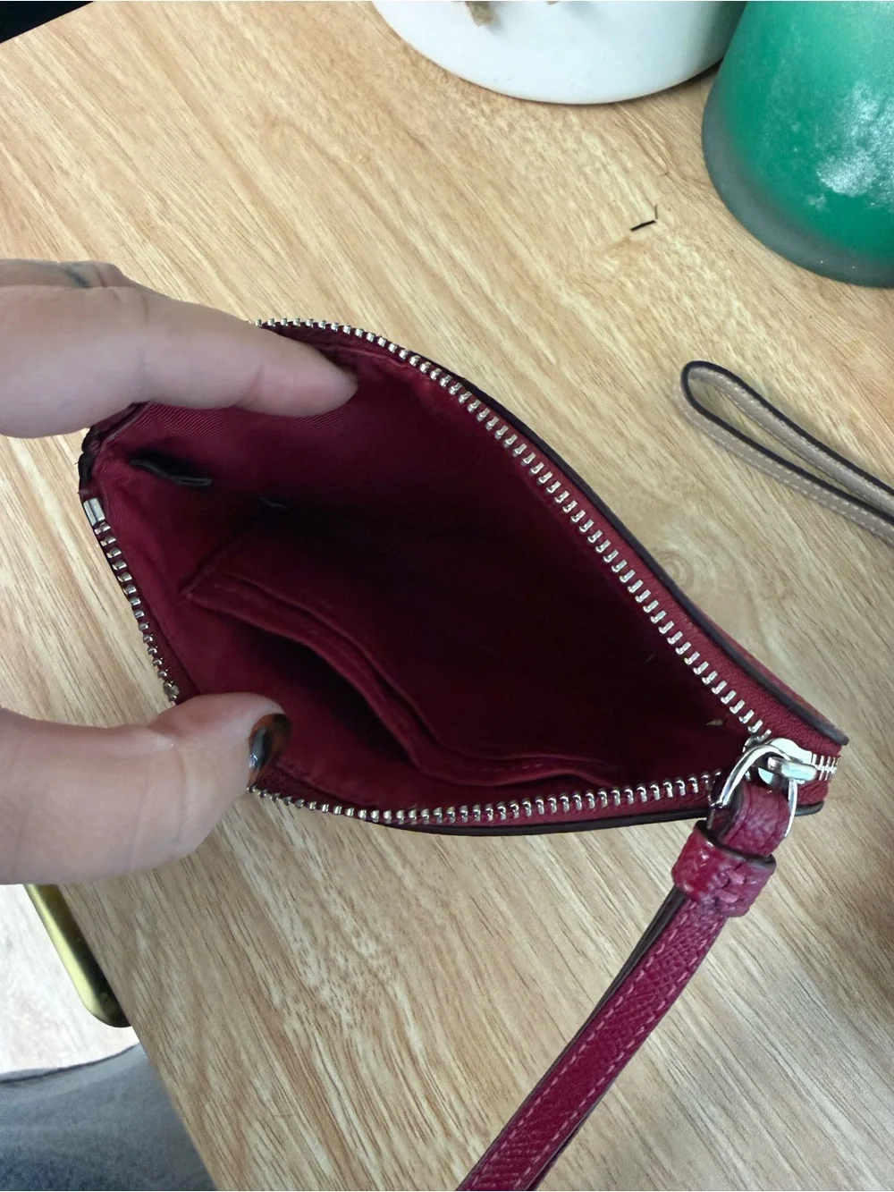 Coach pink Leather Zip Wristlet Pouch